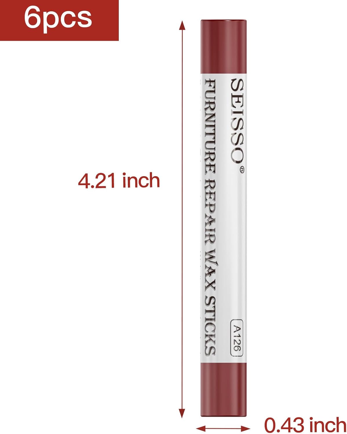 SEISSO Wood Filler Sticks- 6 Pcs, Furniture Repair Wax Crayons, Furniture Marking Repair - Scratch, Cracks, Hole, Table, Wood Floor, Guitar - Crimson Rose