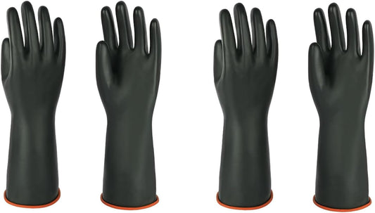 Heavy-Duty Latex Chemical Resistant Gloves - Reusable Long Rubber Dishwashing Gloves with Forearm Protection for Men - Waterproof, Industrial Safety Gear, Acid & Alkali Resistant, Oil-Proof,14“，2 Pair