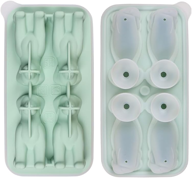 Cute 3D Labrador Dog Silicone Ice Cube Tray Mold Cartoon Animal Ice Box BPA-Free (Green)
