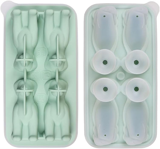 Cute 3D Labrador Dog Silicone Ice Cube Tray Mold Cartoon Animal Ice Box BPA-Free (Green)