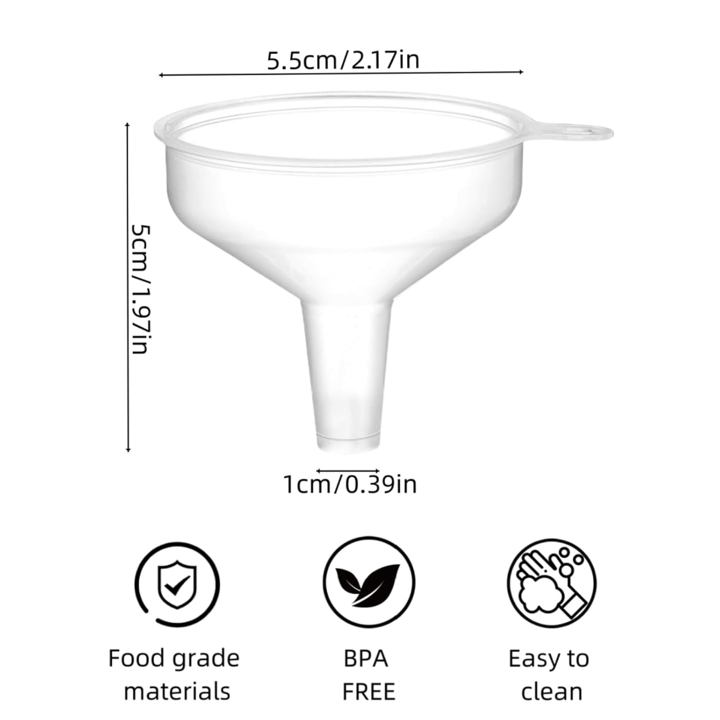 Small Funnels 4 Pack Food Grade Funnel Easily Transfer Liquids Granules Powders Funnels for Kitchen use Filling Bottles Water Bottle Funnel Lotion Essential Oils