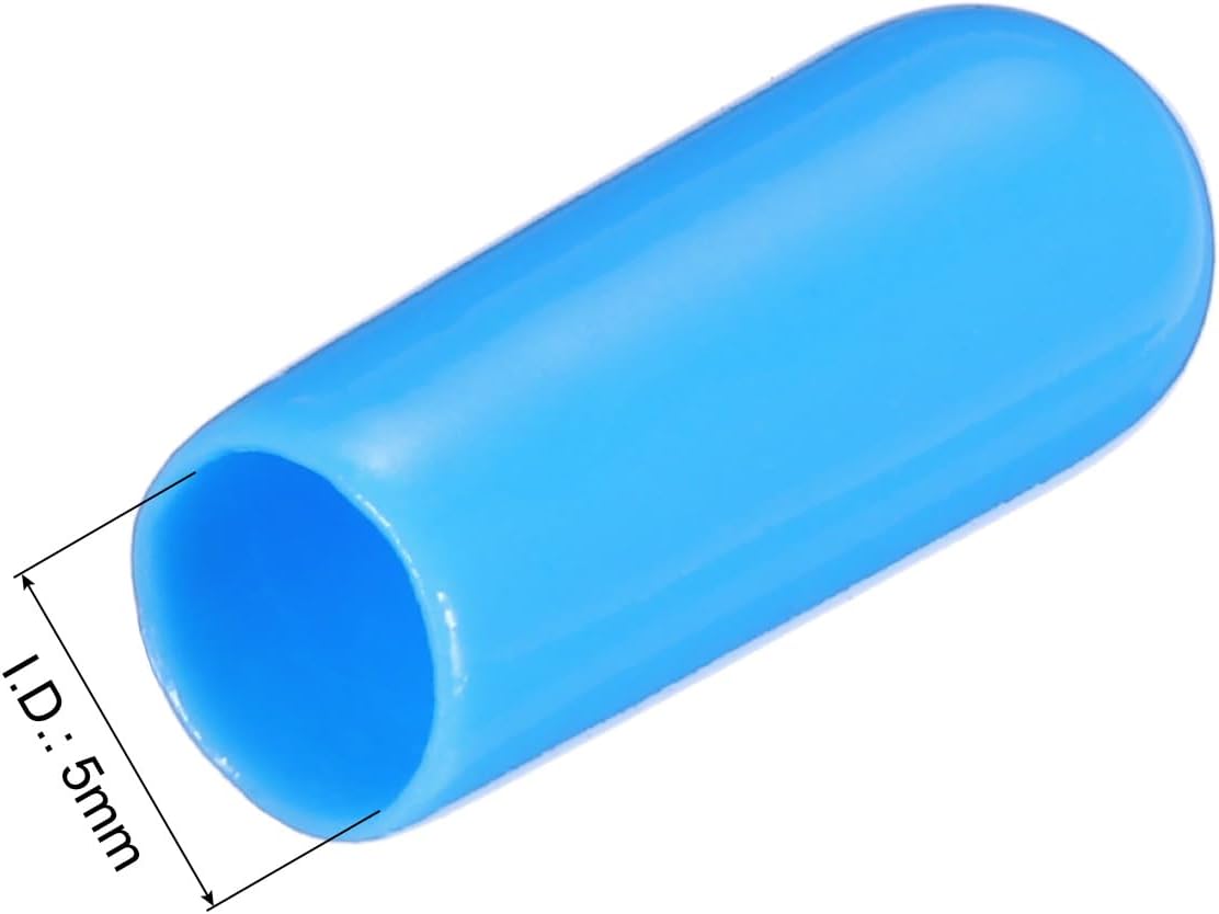 uxcell 20pcs Rubber End Caps 5mm(3/16") ID Vinyl PVC Round Tube Bolt Cap Cover Screw Thread Protectors,Light Blue