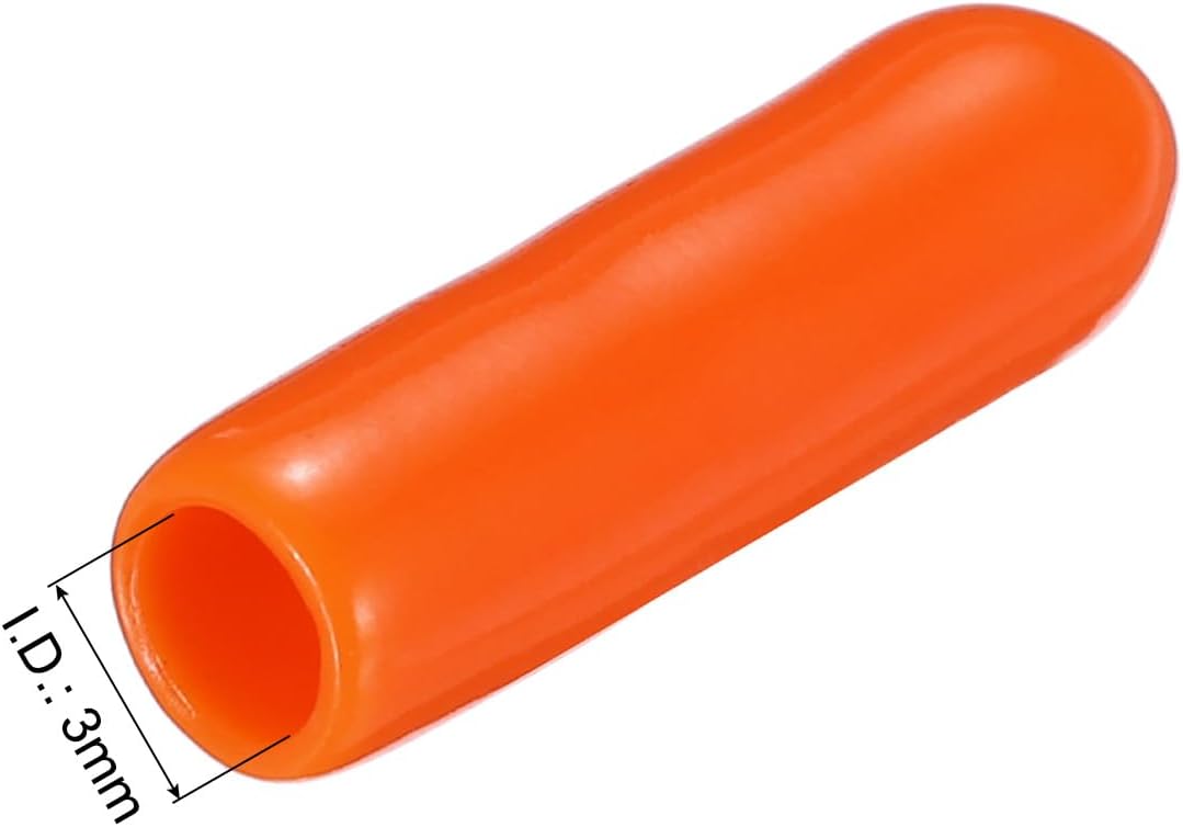 uxcell 20pcs Rubber End Caps 3mm(1/8") ID Vinyl PVC Round Tube Bolt Cap Cover Screw Thread Protectors,Orange