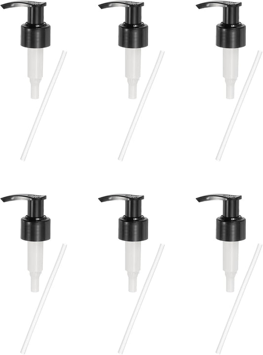 uxcell 6 Pcs Soap Dispenser Pump Heads Soap Dispensers Top Pumps Replacement Switch Pumphead for Standard 24/422 Neck Size Lotion Shampoo Bottle, Black