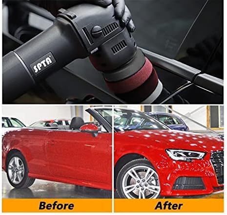 SPTA Mini Orbital Polisher - 3 Inch 10mm/780W Variable Speed Dual Action With Polishing Pads, Sanding Discs, Pad Conditioning Brush