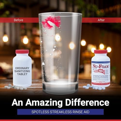 Nu-Foam Sanitizing Tablets for Bar Glassware – Superior Rinse Aid - Hand Washing Bar, Tavern, Brewery Supplies - Spotless Serving Glasses - 3 Pack 300 Tablets/ 1,800 Quarts Sanitizing Solution