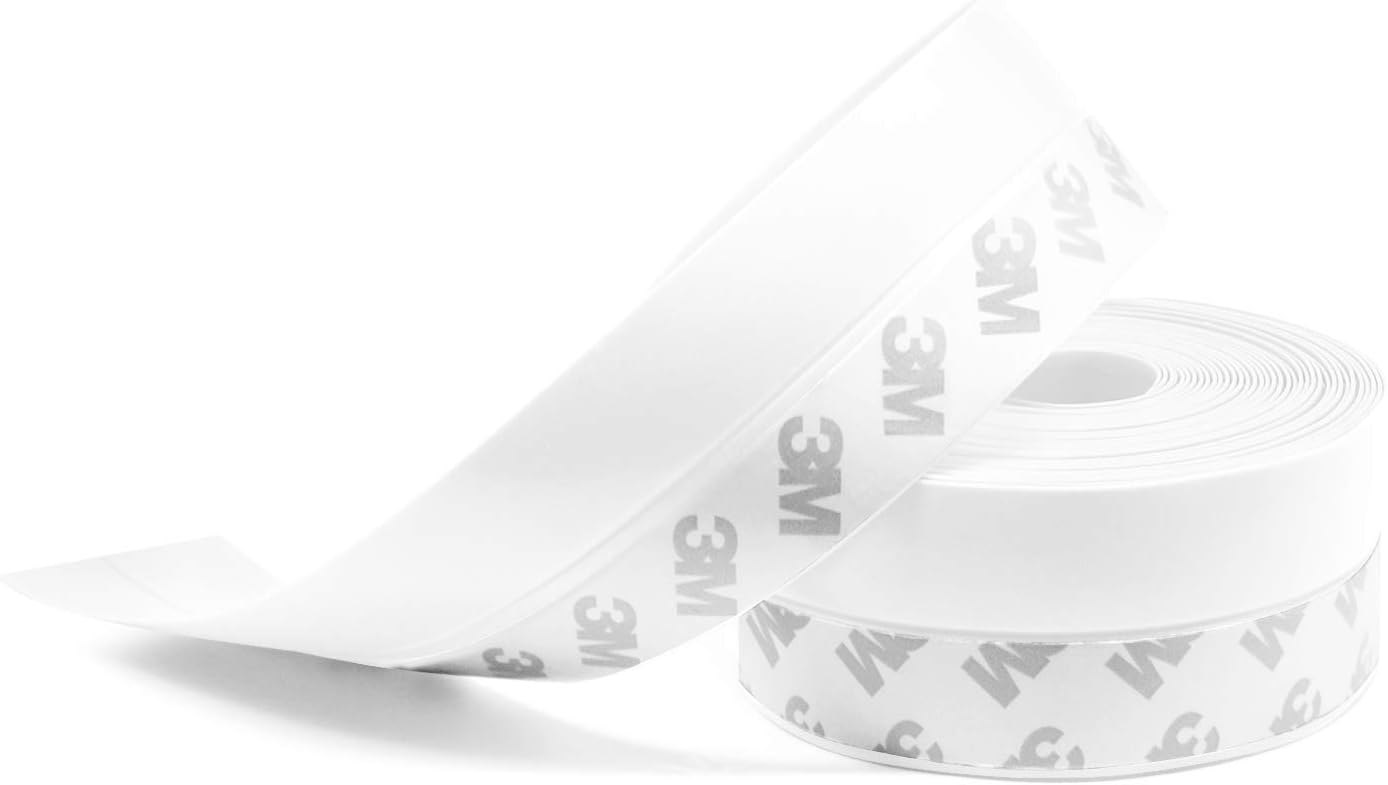 TAROSE Weather Stripping, 33 Feet Weather Seal Strip, Adhesive Silicone Tape (White, 25MM) for Door, Window, Shower Door
