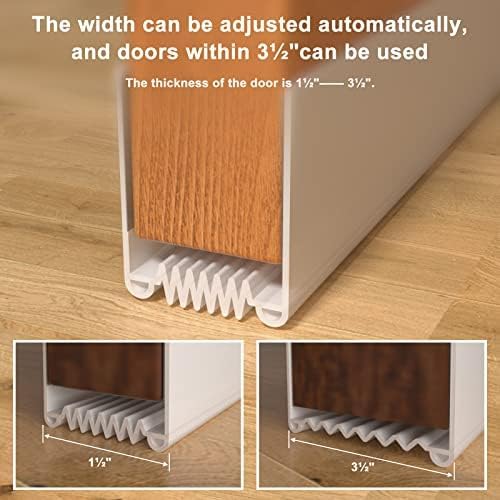 Weather Stripping Door Seal, 39' Length Cuttable, Strong Adhesive Door Sweep for Exterior and Interior Doors (2, White)