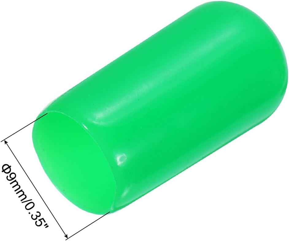 uxcell 20pcs Rubber End Caps 9mm ID Vinyl PVC Round Tube Bolt Cap Cover Screw Thread Protectors Green