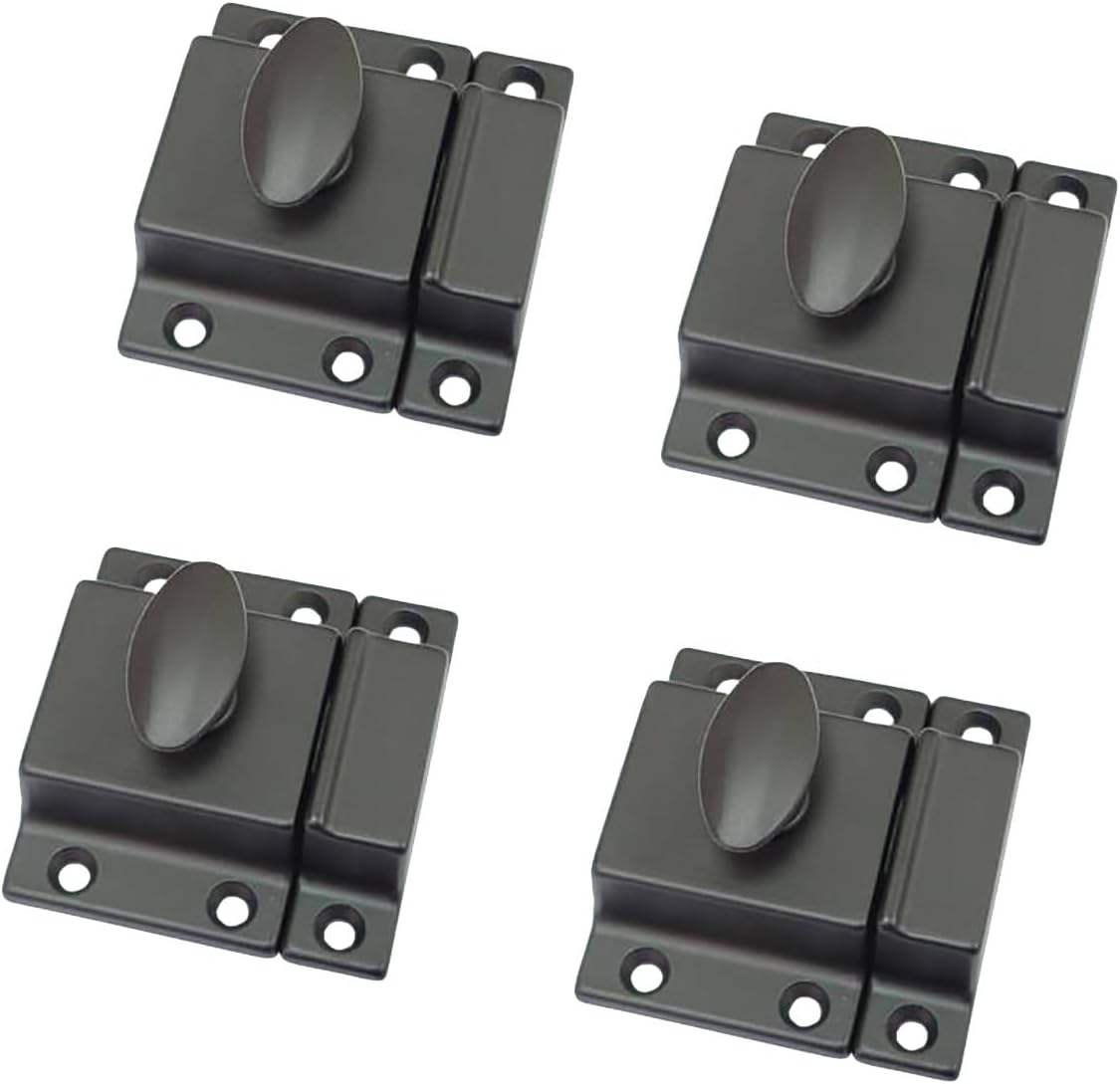 QCAA Traditional Large Oval Turn Cabinet Latch, Solid Brass, 2", for Cupboard & Other Furniture, ORB Oil Rubbed Bronze US10B, 4 Pack, Made in Taiwan
