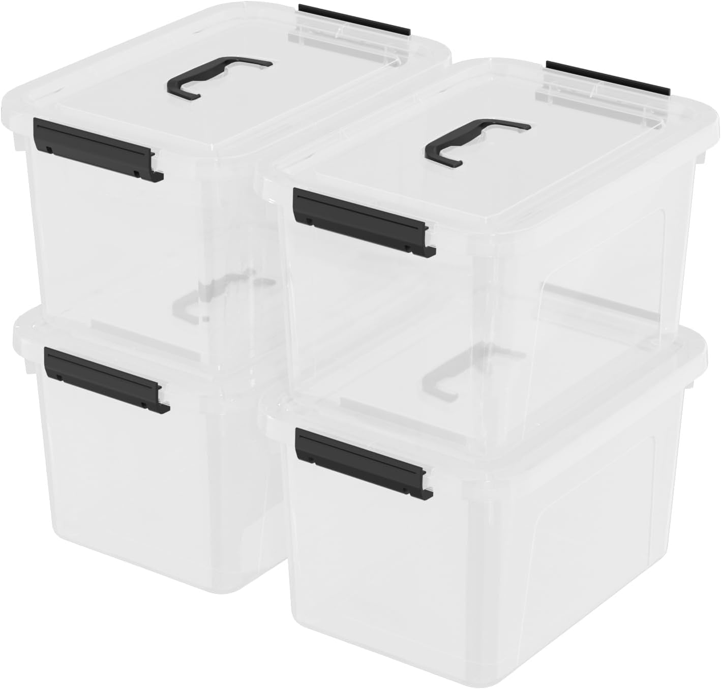 18 L Clear Latch Storage Bins with Handle, 4 Pack Plastic Storage Box with Lids