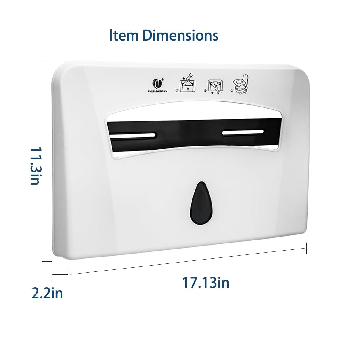 Toilet Seat Cover Dispenser (2-Pcs) Wall Mounted Compatible with Half-fold Disposable Toilet Seat Paper Liners, for Restroom/Bathroom, CHUANGDIAN, White x 2 Pcs