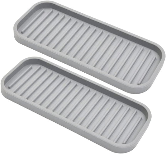 Silicone Sponge Holder 2 Pack, Dish Soap Holder for Kitchen Counter, Waterproof Sponge Soap Tray for Kitchen Sink Bathroom, Multipurpose Sink Caddy Organizer for Soap Dispenser Light Grey