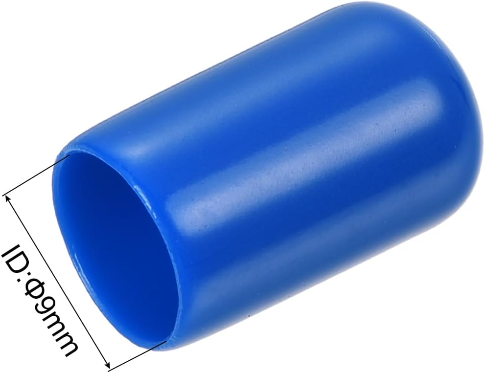 uxcell 20pcs Rubber End Caps 9mm ID Vinyl PVC Round Tube Bolt Cap Cover Screw Thread Protectors Blue