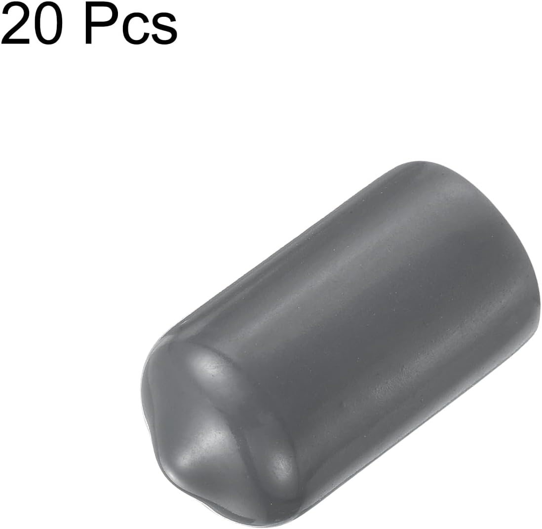 uxcell 20pcs Rubber End Caps 7.5mm ID Vinyl Round Tube Bolt Cap Cover Thread Protectors Dark Grey