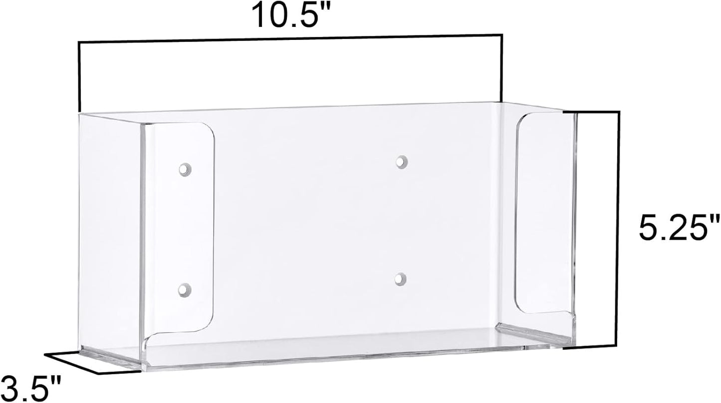 Amazing Abby Acrylic Glove Box Holder, Wall-Mounted Glove Dispenser, Floating Glove Box Organizer, Small Size (for 1 Box), 10.5" W x 5.0" H x 3.5" D (Mounting Hardware Included)
