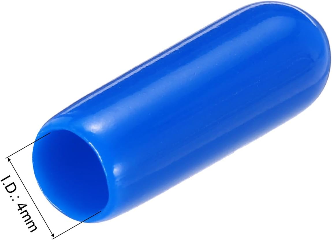 uxcell 20pcs Rubber End Caps 4mm(0.2") ID Vinyl PVC Round Tube Bolt Cap Cover Screw Thread Protectors,Blue