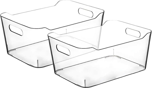 Clear Plastic Storage Bins for Kitchen Organization or Pantry Organizers and Storage, Freezer Fridge Organizer Containers Bin for Organizing Refrigerator Closet Cabinet Organizers