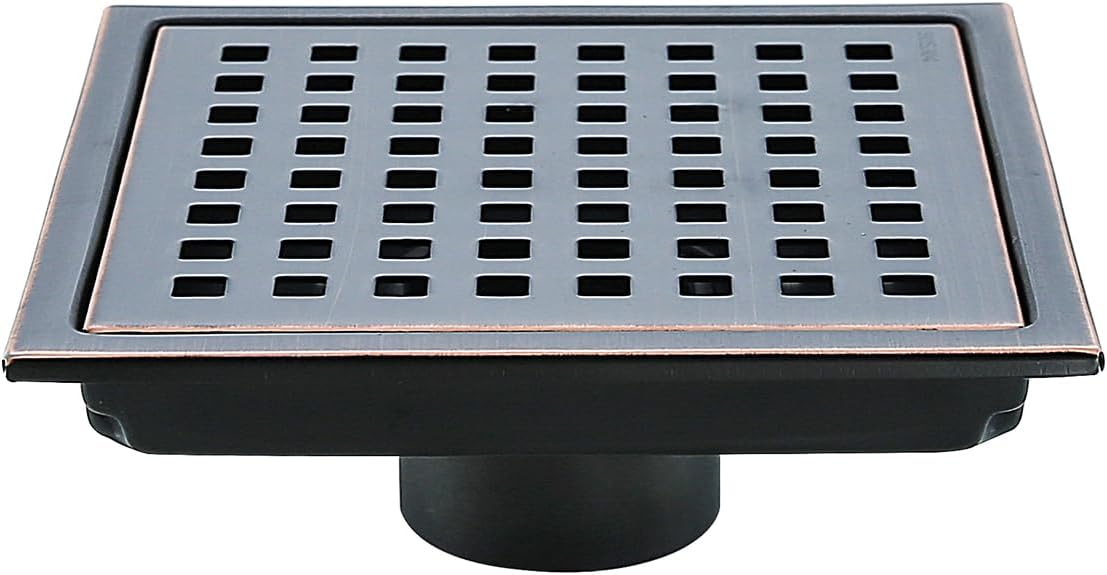 RANDOM Oil Rubbed Bronze Shower Drain Square 6 Inch Shower Floor Drain Grate & Removable Hair Strainer 304 Stainless Steel Shower Drain Cover Bathroom Accessories.RD98738-ORB