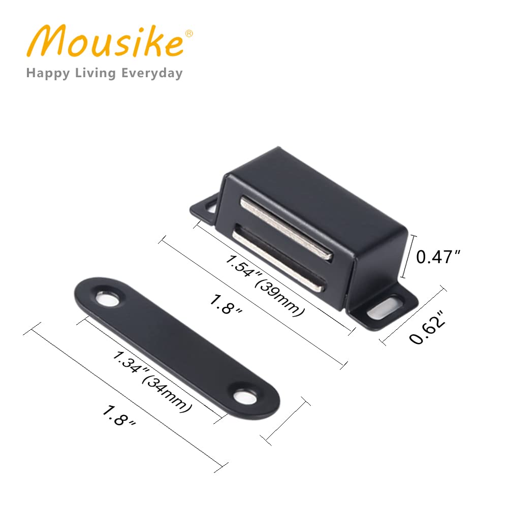 Mousike Cabinet Magnets Magnetic Door Catch Stainless Steel Door Magnet for Kitchen Bathroom Cupboard Wardrobe Closet Closures Cabinet Door Drawer Latch 20 lbs (Black 8Pack)