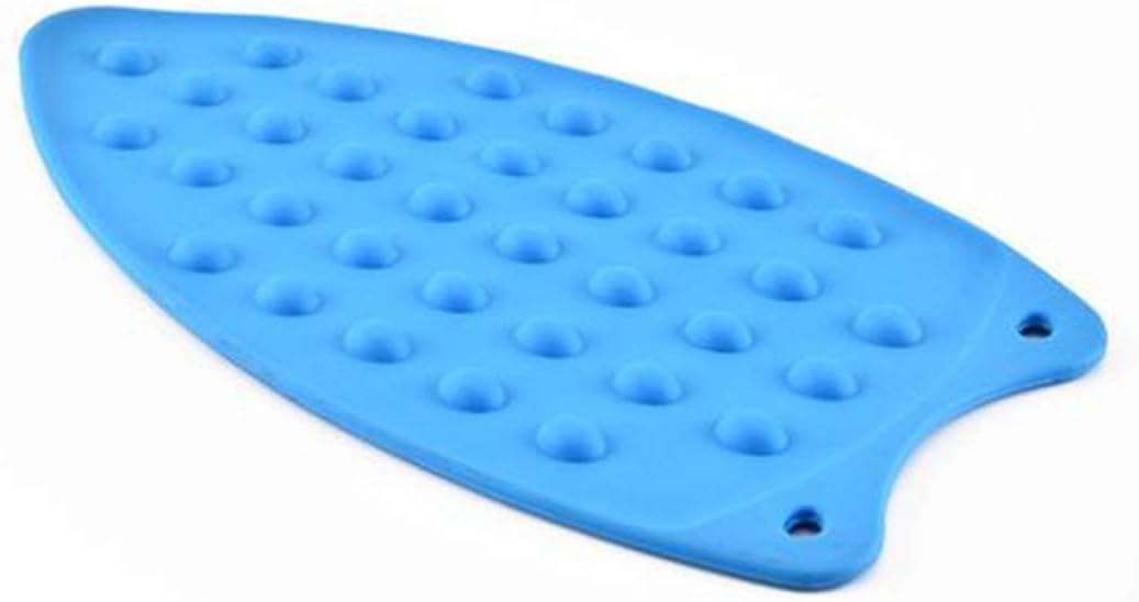 LeLehome Silicone Iron Rest Pad for Ironing Board Hot Heat Resistant Steam Compact Mat Anti-Slip Home Tools, Blue