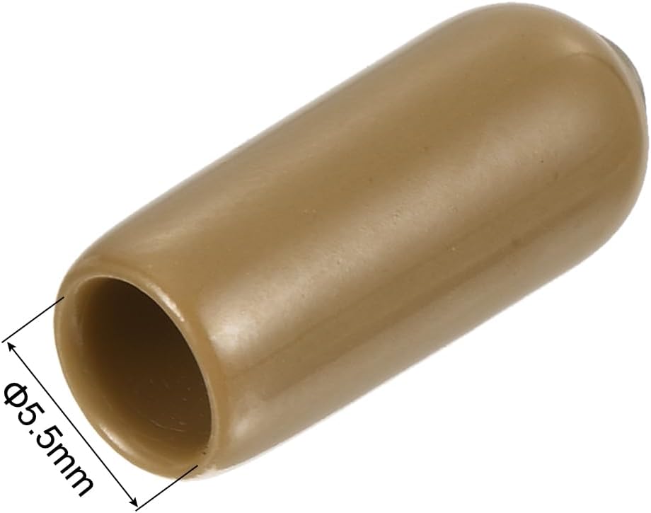 uxcell 20pcs Rubber End Caps 5.5mm ID Vinyl PVC Round Tube Bolt Cap Cover Screw Thread Protectors Light Brown
