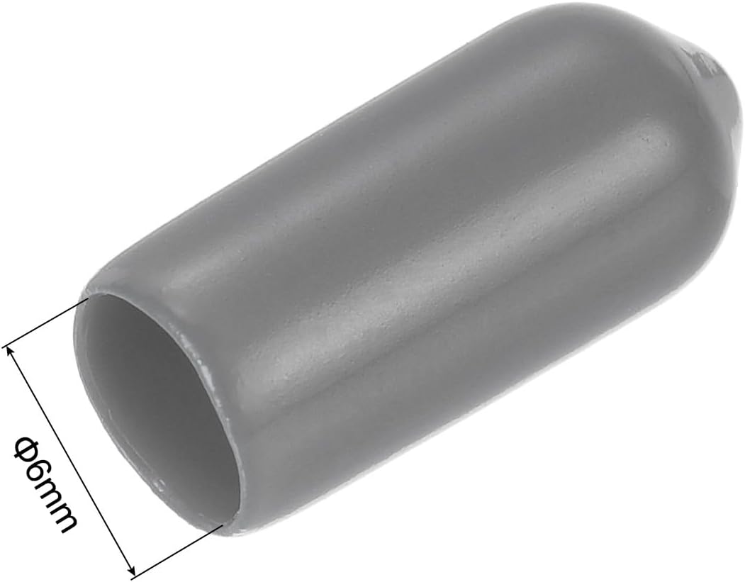 uxcell 20pcs Rubber End Caps 6mm(1/4") ID Vinyl PVC Round Tube Bolt Cap Cover Screw Thread Protectors Dark Grey