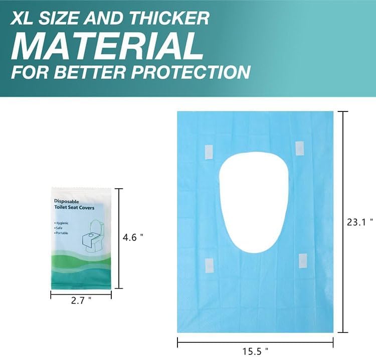 Disposable Waterproof Toilet Seat Covers (10-Pack) – Individually Wrapped XL Portable Potty Liners for Travel, Kids & Adults – Non-Flushable Hygienic Public Restroom Protector, Universal Fit