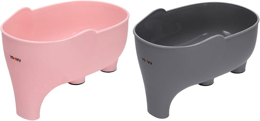 2PCS Vegetables Washing Basket Elephant Drainage Basket Fruit Basket for Draining Pasta Noodles Kitchen(Pink&Gray)