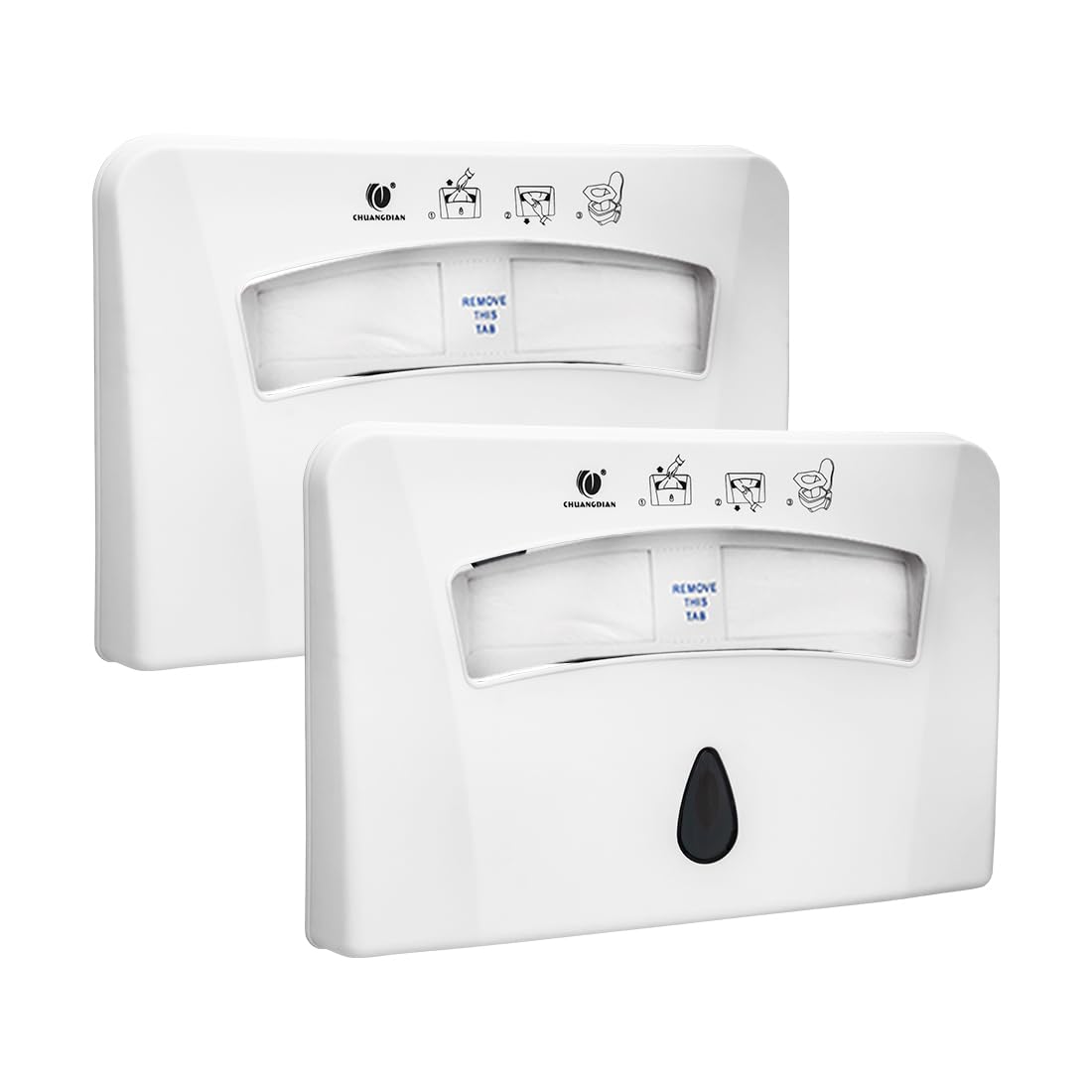 Toilet Seat Cover Dispenser (2-Pcs) Wall Mounted Compatible with Half-fold Disposable Toilet Seat Paper Liners, for Restroom/Bathroom, CHUANGDIAN, White x 2 Pcs