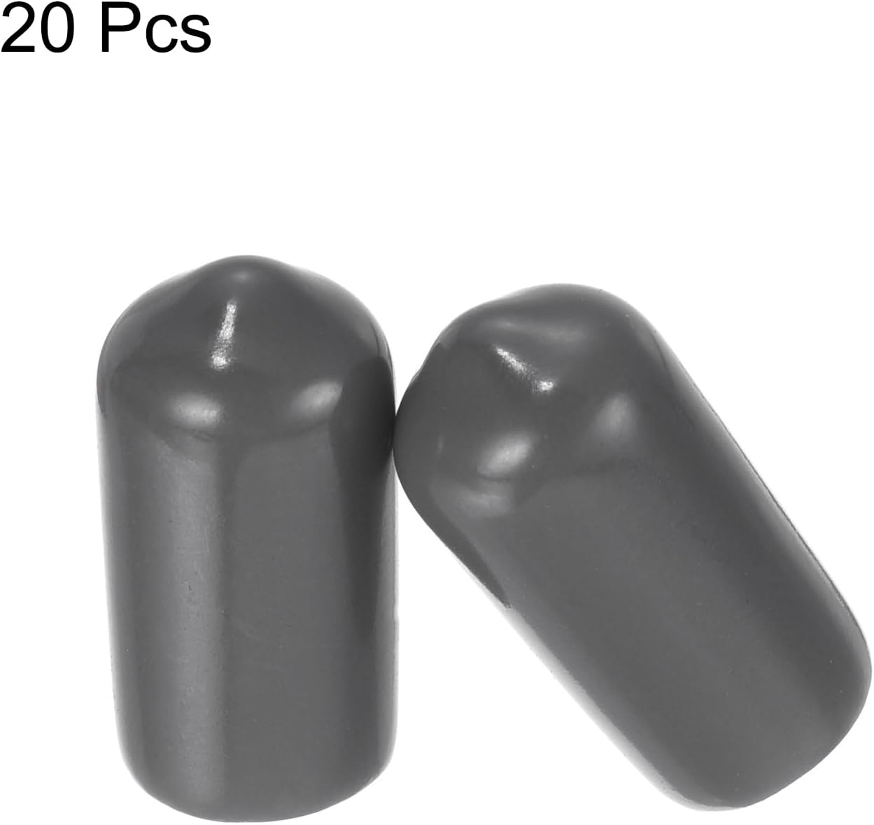 uxcell 20pcs Rubber End Caps 8mm ID Vinyl PVC Round Tube Bolt Cap Cover Screw Thread Protectors Dark Grey