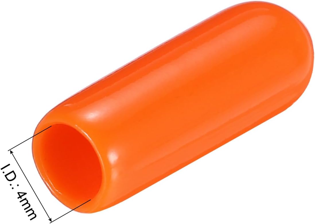 uxcell 20pcs Rubber End Caps 4mm(0.2") ID Vinyl PVC Round Tube Bolt Cap Cover Screw Thread Protectors,Orange