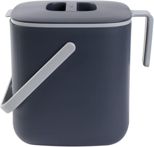 Blue Ginkgo Kitchen Compost Bin [2.6L / 0.69 GAL] – Filter-Free, Odor-Tight Countertop Food Waste Pail with Handles (Made in Korea, Gray)