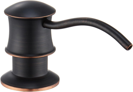 Built in Soap Dispenser for Kitchen Sink Countertop, Solid Brass Pump Head Long Spout with 10.2 Ounce PET Food Safe Material Lotion Bottle, Oil Rubber Bronze Finish