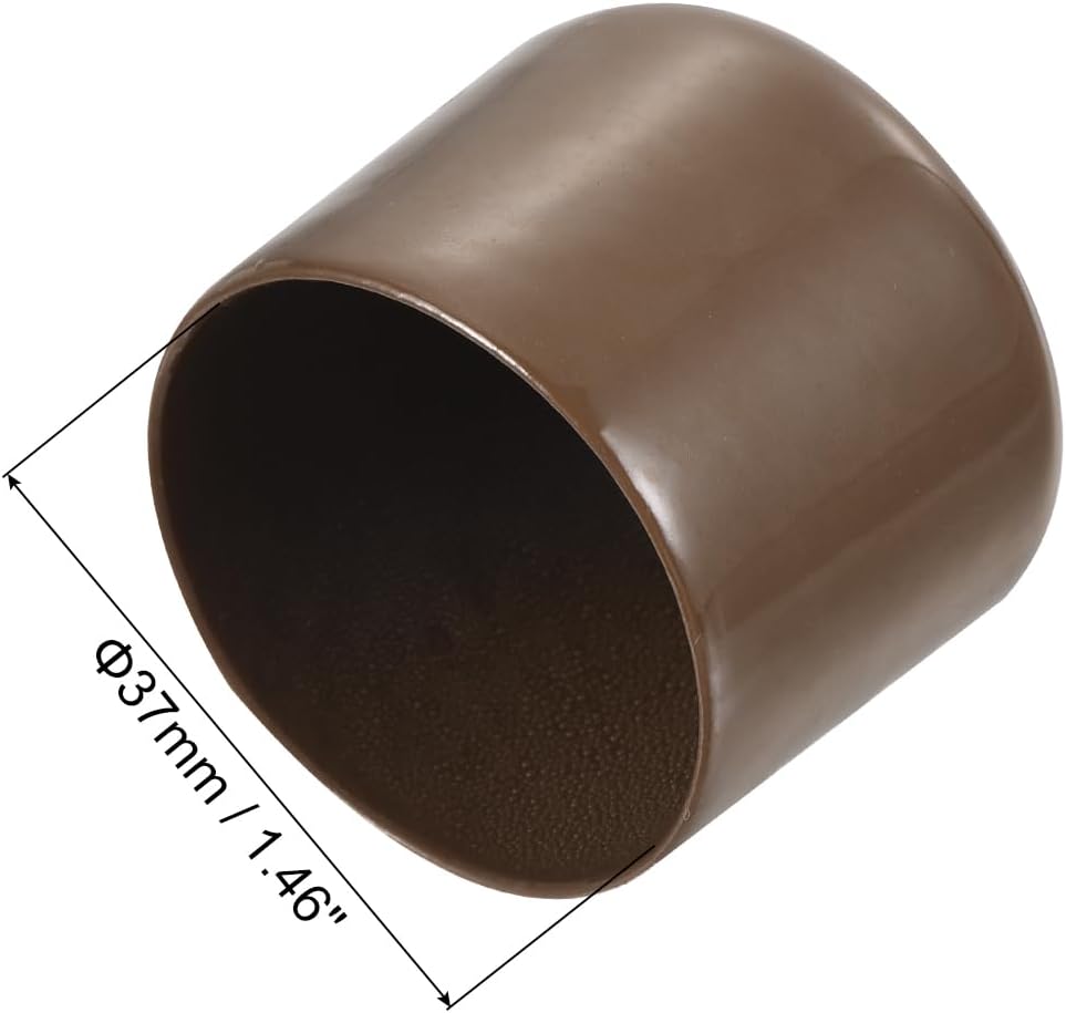 uxcell 20pcs Rubber End Caps 37mm ID Vinyl PVC Round Tube Bolt Cap Cover Screw Thread Protectors Brown