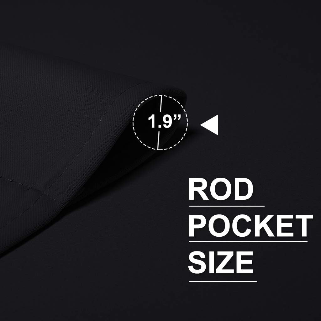 RYB HOME Blackout Curtains for Living Room, Large Window Shades for Bay Window Dining Parlor Bedroom Patio Door, Wide 34 x Long 80 inches, Black, 2 Panels