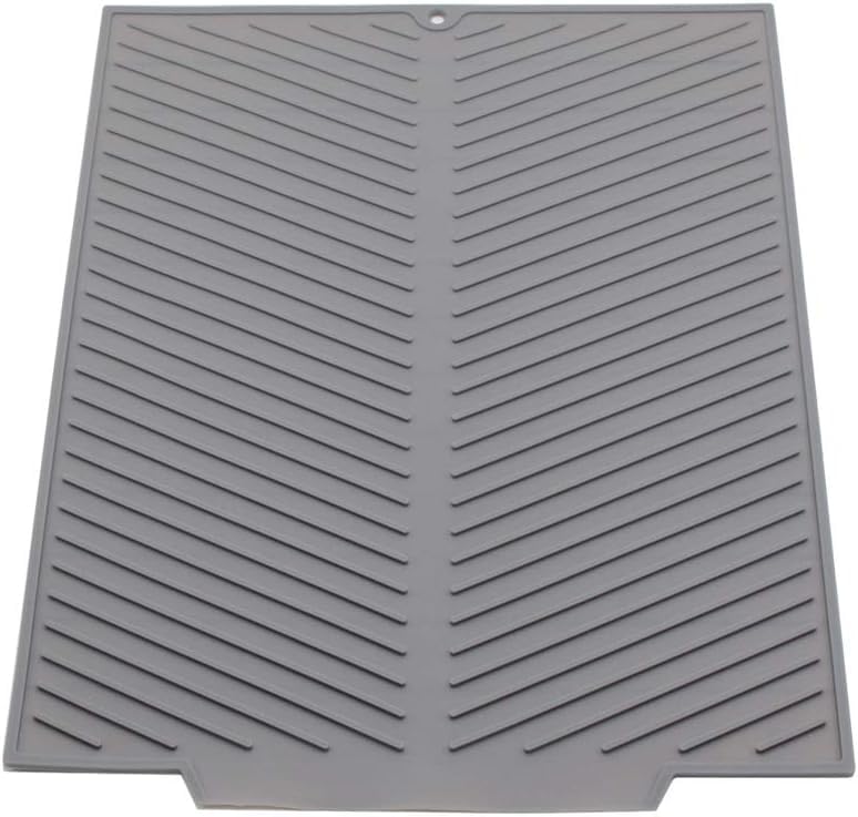 Silicone Dish Draining Mat, Eco Friendly Dish Drying Mat Kitchen Counter Anti-Skid and Heat Insulation Pad, Sink Drainer Mat with Dense Drainage Grooves (L (20"×16"))