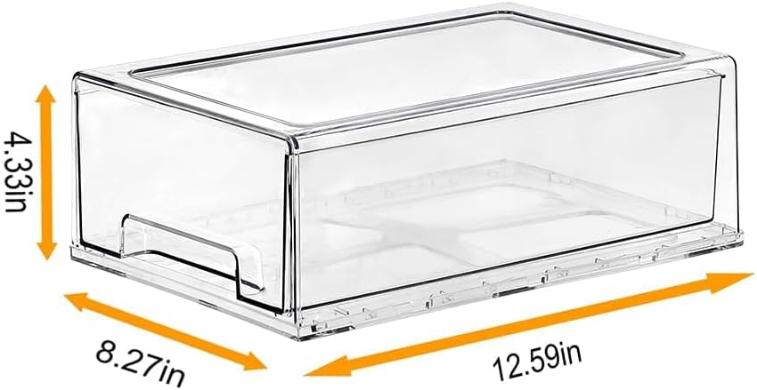 SIMPEXPE Stackable Storage Drawer, Clear Pull Out Plastic Food Fridge Organizer Bins for Home Office Pantry Shelf Organization