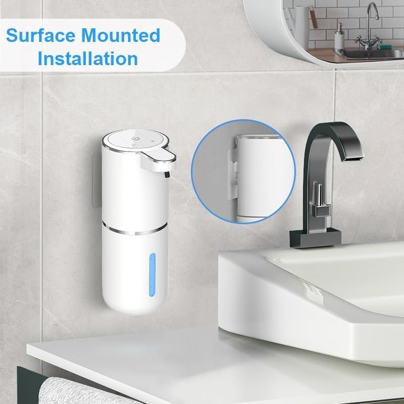 Automatic Foaming Soap Dispenser - Hand Free Pump Touchless Soap Dispenser Electric Dispenser with 380ml, USB Rechargeable 4levels Adjustable Dispenser for Bathroom Kitchen