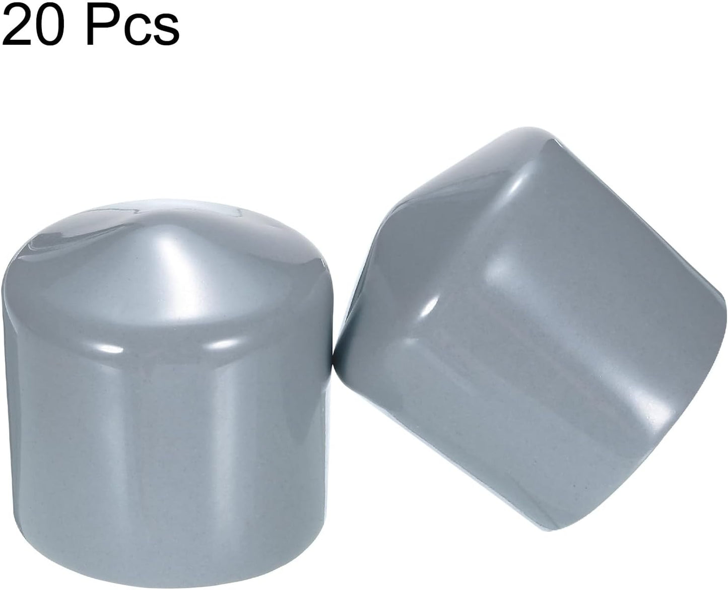 uxcell 20pcs Rubber End Caps 35mm ID Vinyl PVC Round Tube Bolt Cap Cover Screw Thread Protectors Grey
