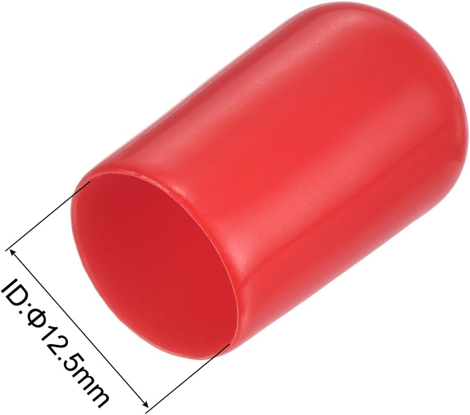 uxcell 20pcs Rubber End Caps 12.5mm(1/2 inch) ID Vinyl Round Tube Bolt Cap Cover Thread Protectors Red