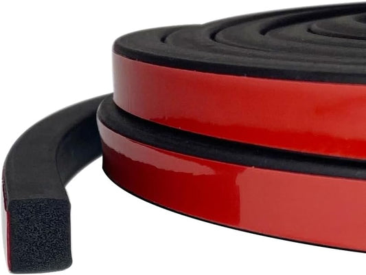 Solid Rectangle Rubber Seal with High Tack Self-Adhesive Tape, EPDM Foam Rubber Weather Stripping for Boat, Auto, RV, Marine, Garage Doors/Window Seal, Black(26Feet)