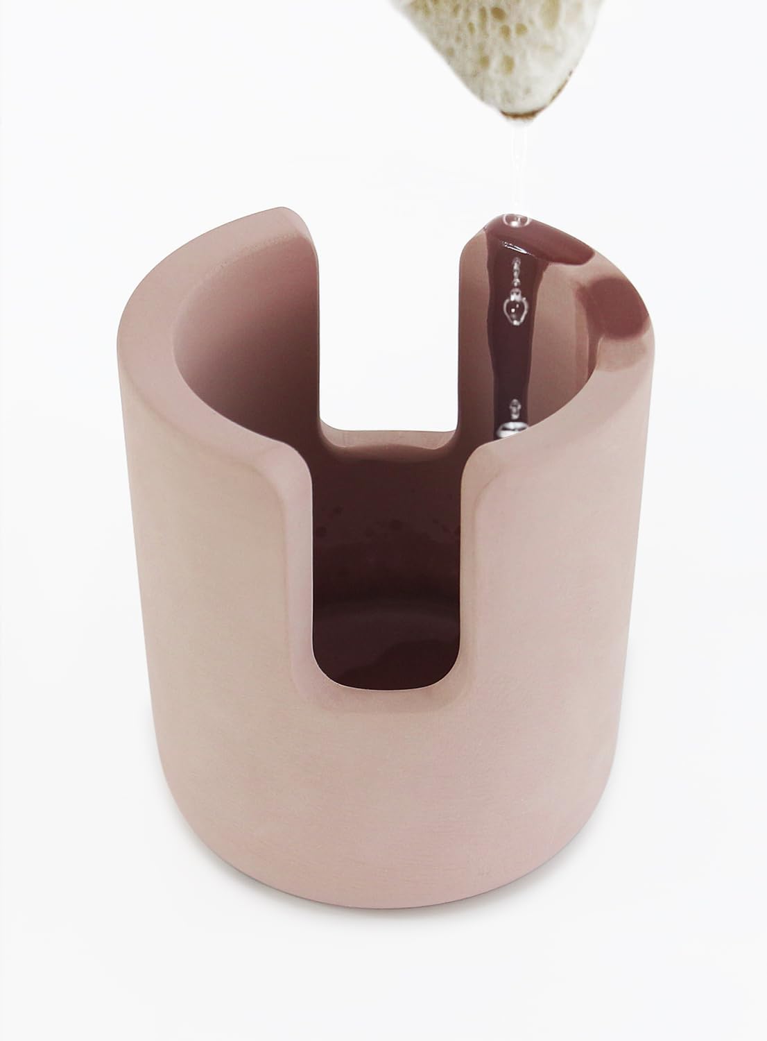 Stone Sponge Holder for Countertop Organizer, Quick Dry Diatomite Sponge Holder, Diatomaceous Earth Sponge Caddy, Absorbent Face Sponge Stand, Large Brown