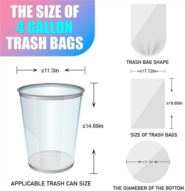 300 Count 4 Gallon Small Trash Bags - 15 Liter Colored Garbage Bags Unscented Wastebasket Liners Heavy Duty & Leakproof Plastic Can Liners for Bathroom Office Bedroom Toilet Car