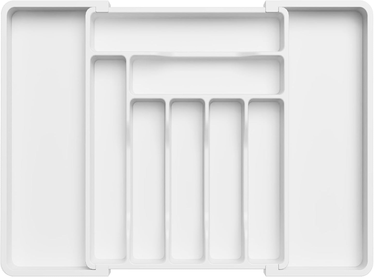 Lifewit Silverware Drawer Organizer, Expandable Utensil Organizer for Kitchen Drawers, Adjustable Cutlery and Flatware Tray, Plastic Spoons Forks Knives Holder Storage Dividers, Large, White