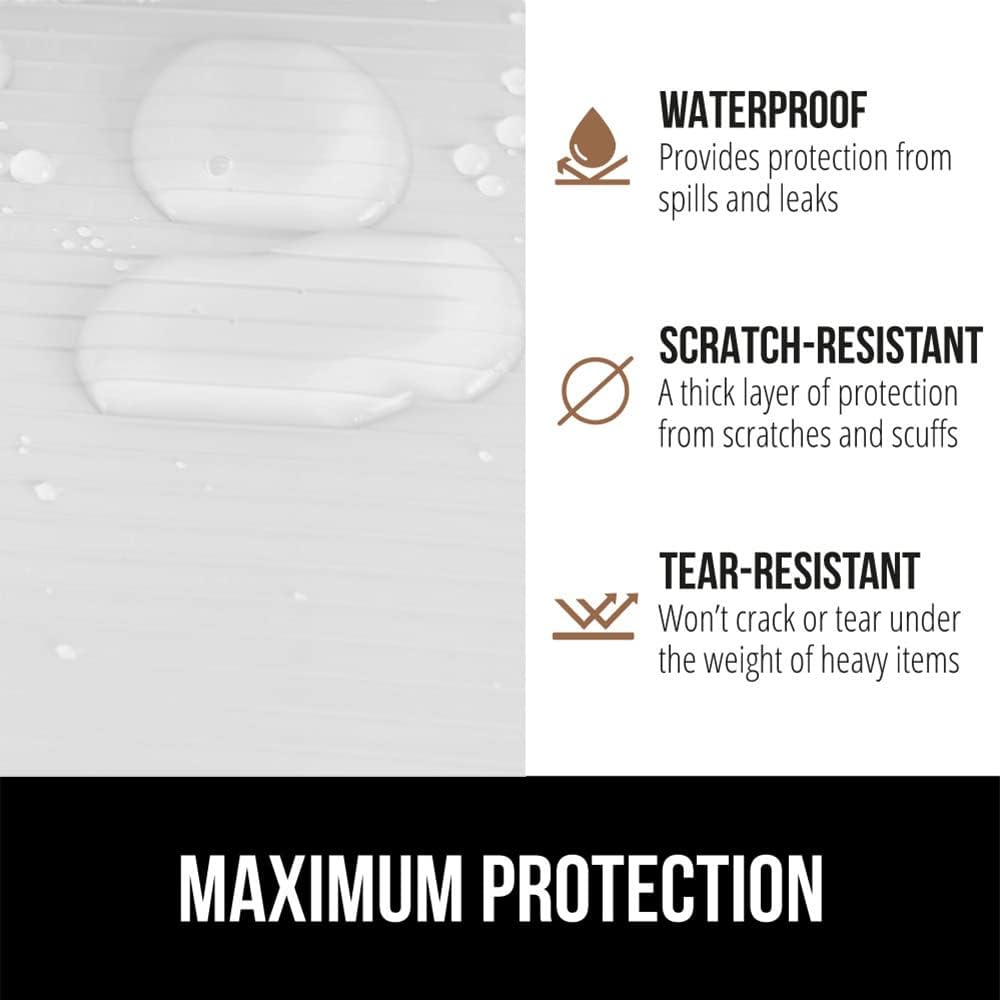 GORILLA GRIP DuraGuard Shelf Liner, 20x30 Non-Adhesive Cabinet Liners for Kitchen Drawers, Shelves, Refrigerator, Pantry Storage, Bathroom Closet, Durable Waterproof BPA Free Ribbed Plastic, White