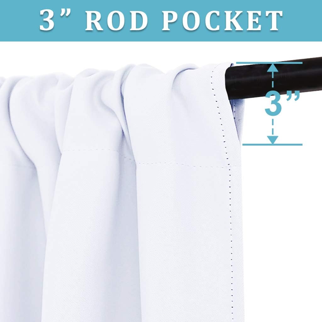 RYB HOME Blackout Curtains for Living Room, Large Window Shades for Bay Window Dining Parlor Bedroom Patio Door, Wide 62 x Long 72 inches, Pure White, 2 Panels