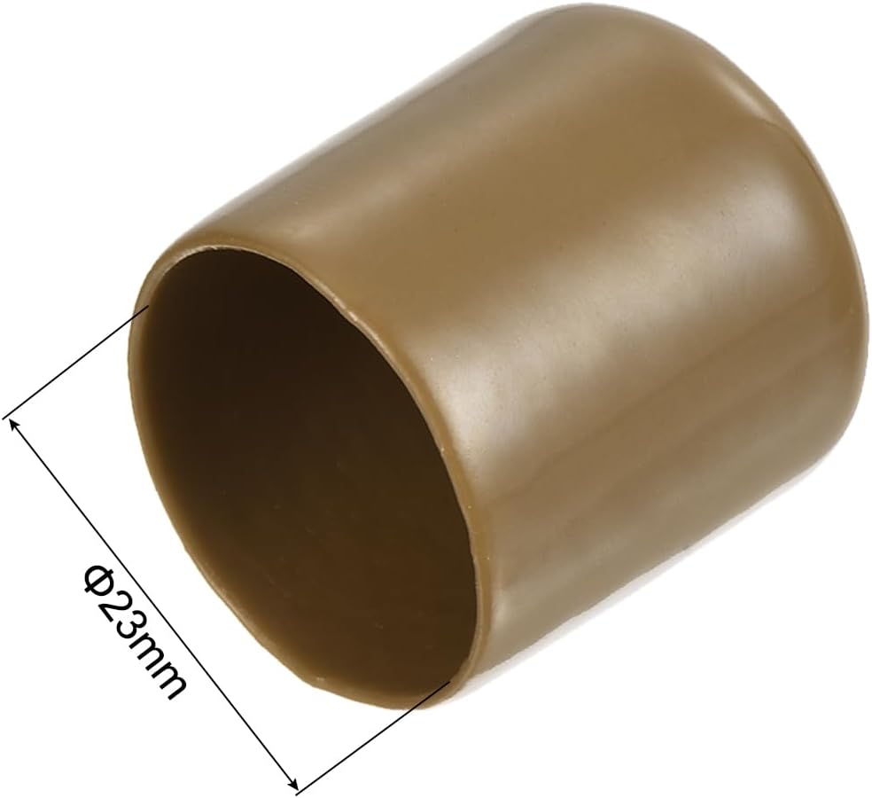 uxcell 20pcs Rubber End Caps 23mm(15/16") ID Vinyl PVC Round Tube Bolt Cap Cover Screw Thread Protectors Light Brown