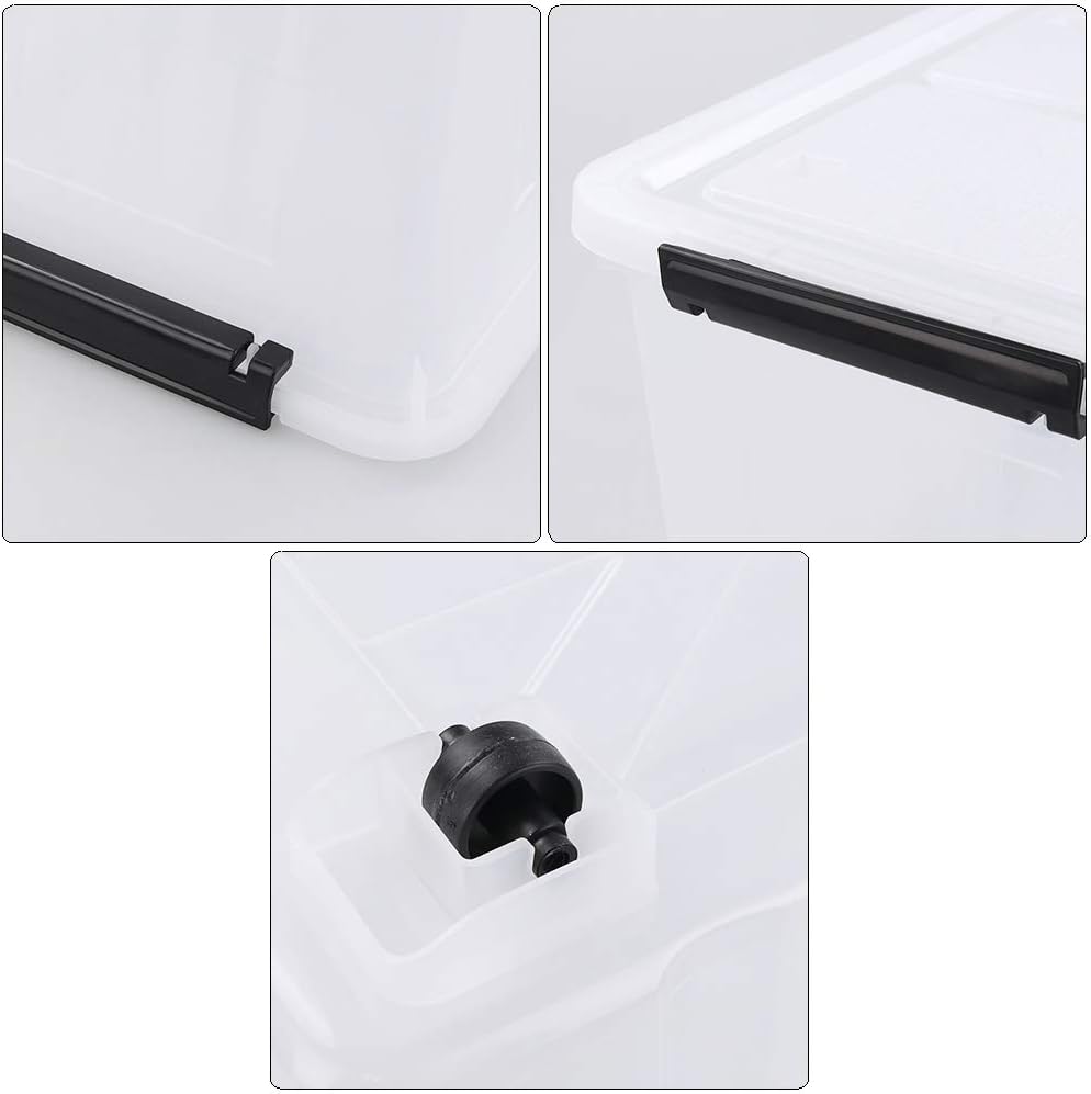 Asking 30 L Plastic Storage Box with Lid, 4-Pack Wheeled Clear Plastic Boxes