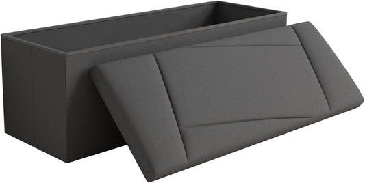 Ottoman with Storage, 43 Inches Folding Storage Ottoman Bench for Bedroom, End of Bed Bench, Entryway and Living Room, 43"x15"x15",Dark Gray